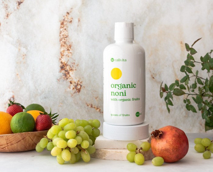 Organic Noni, CaliVita, 946 ml, suc de noni organic cu struguri albi, cireşe negre şi rodii organice [3]