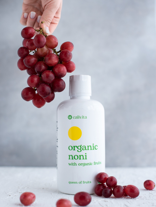 Organic Noni, CaliVita, 946 ml, suc de noni organic cu struguri albi, cireşe negre şi rodii organice [5]
