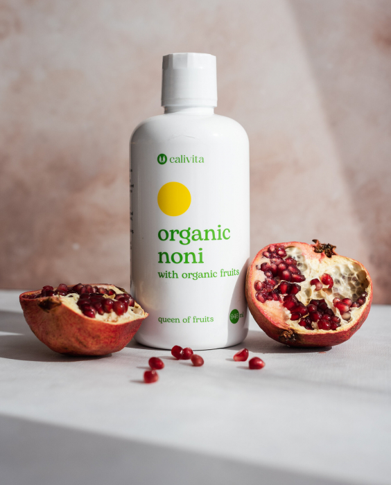 Organic Noni, CaliVita, 946 ml, suc de noni organic cu struguri albi, cireşe negre şi rodii organice [4]