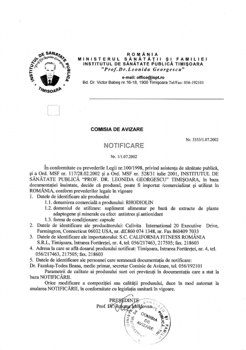 Rhodiolin, CaliVita, 120 capsule, produs naturist antistres [2]