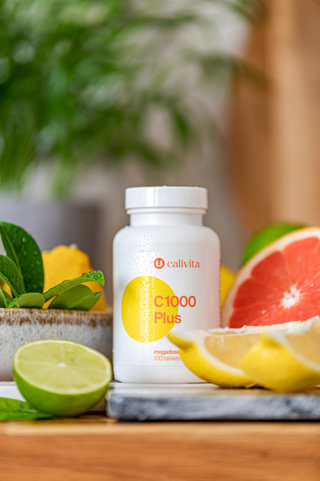 Vitamina C 1000 Plus CaliVita, Megadoză de vitamina C cu măceşe organice, 100 tablete + cutie pastile [5]