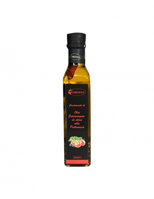 PUTTANESCA: Ulei de măsline extravirgin infuzat cu ardei iute, măsline negre, roșii, pătrunjel și usturoi [3]