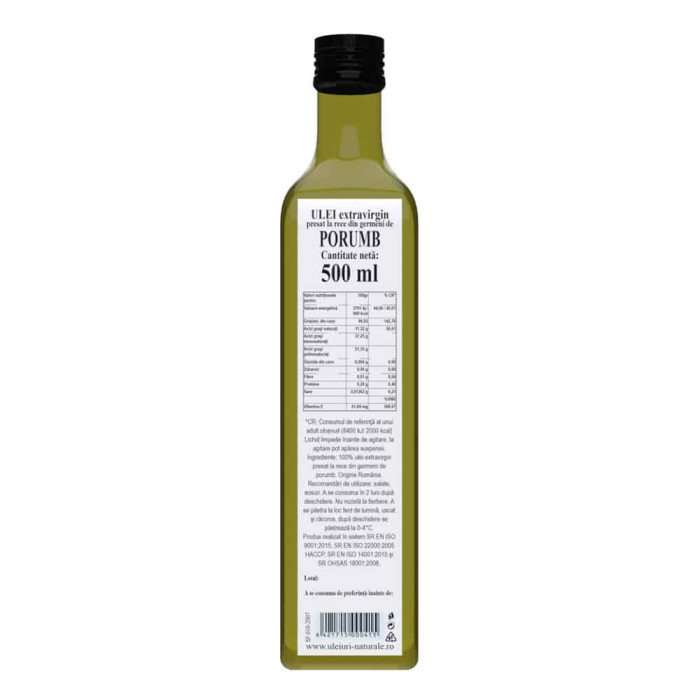 Ulei din Germeni de PORUMB, extravirgin, 500 ml, Sticla [2]