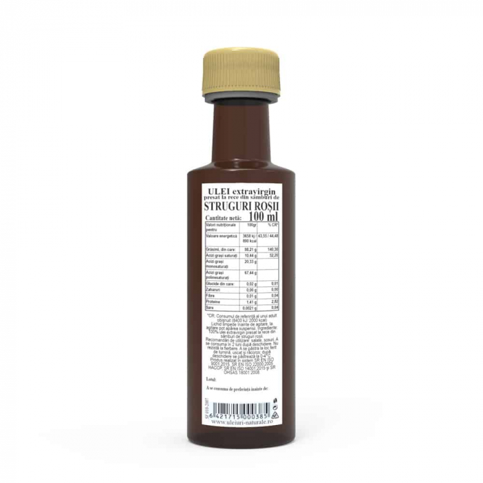 Ulei din samburi de STRUGURI ROSII, extravirgin, 100 ml [2]