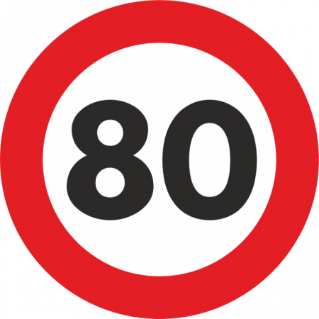 Avertizare si Siguranta - Autocolant Sticker "Limita Viteza" Reflectorizant - 80km/h