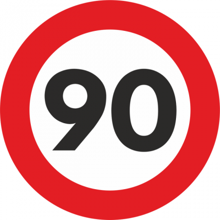 Avertizare si Siguranta - Autocolant Sticker "Limita Viteza" Reflectorizant - 90km/h