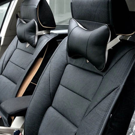 Produse noi - Set 2 perne pentru tetiere auto din piele ecologica, culoare NEGRU