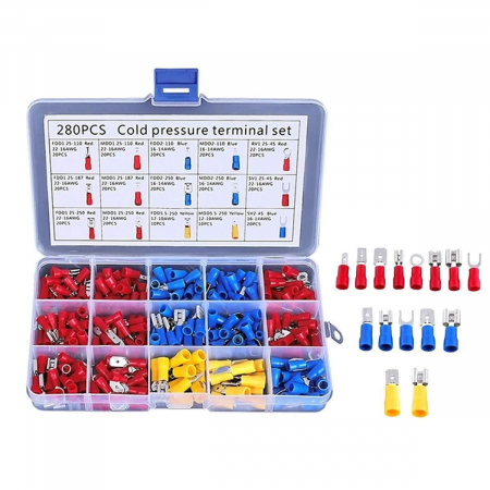 Set 280 de conectori de sertizare izolati, 15 tipuri, in carcasa de plastic [5]