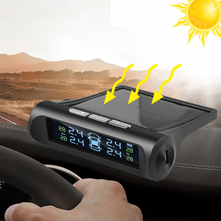 Avertizare si Siguranta - Set 4 senzori de presiune si temperatura anvelope cu afisaj LCD si incarcare Solara, AVX-AG678