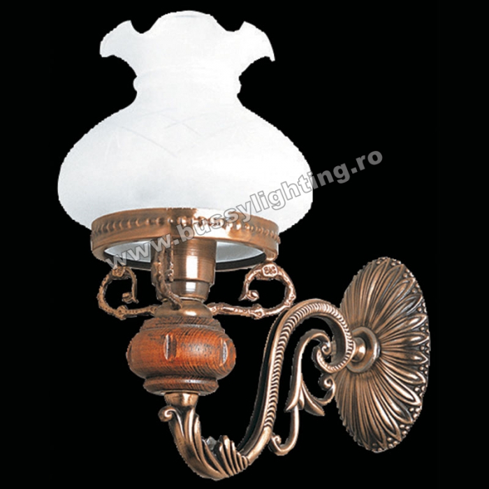 Aplica Aladdin cu 1 Brat, Rustic, Bronz Antic, Lemn, Abajur Alb - Bussy Lighting 2009-62-09B [1]