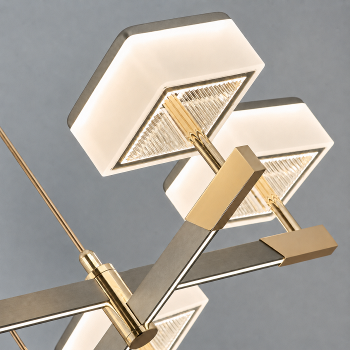 Lustra Milano LED cu 12 Brate pentru Living, Finisaj Aluminiu Periat - Gold Bussy Lighting  5876-8+4 [3]