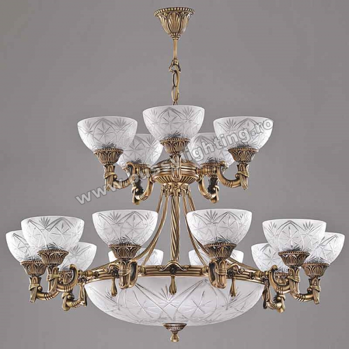 Candelabru Elegante cu 15 Brate, Desing Clasic, Finisaj Bronz Antic - Bussy Lighting 3038-52-15 [1]