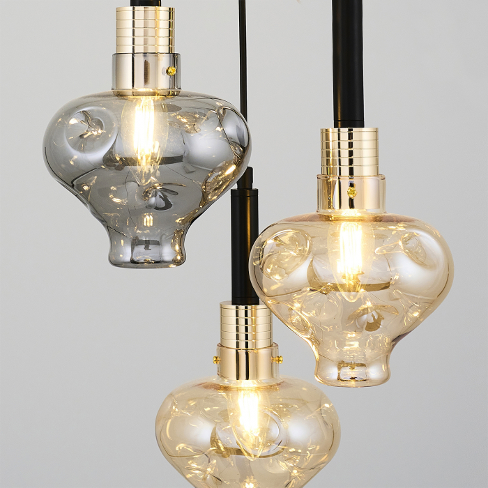 Lustra 2802-4A cu 4 brate E14, Desing modern vintage, Abajur din sticla [3]