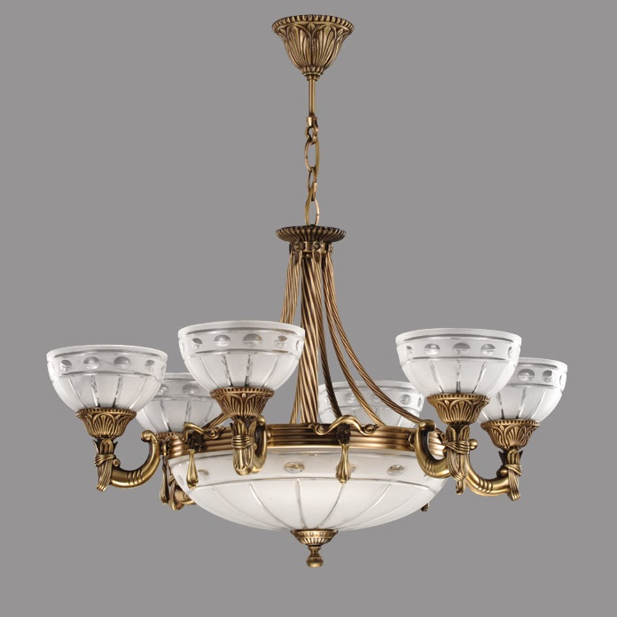 Lustra Ambiente cu 6 Brate, Desing Clasic, Finisaj Bronz Antic - Bussy Lighting 3039-52-06 [1]