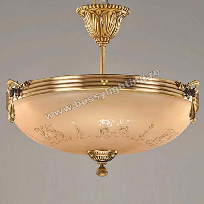 Lustra Armoni cu Diam 33 cm, Desing Clasic, Finisaj Bronz Antic, Abajur Crem - Bussy Lighting 3040-52-42A [1]