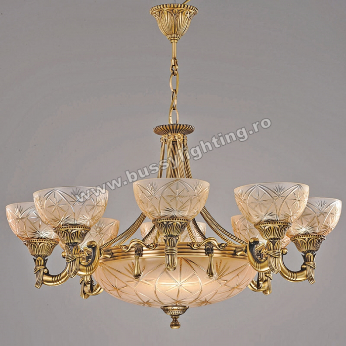 Candelabru Avangard cu 8 Brate, Desing Clasic, Finisaj Bronz Antic - Bussy Lighting 3034-52-08 [1]