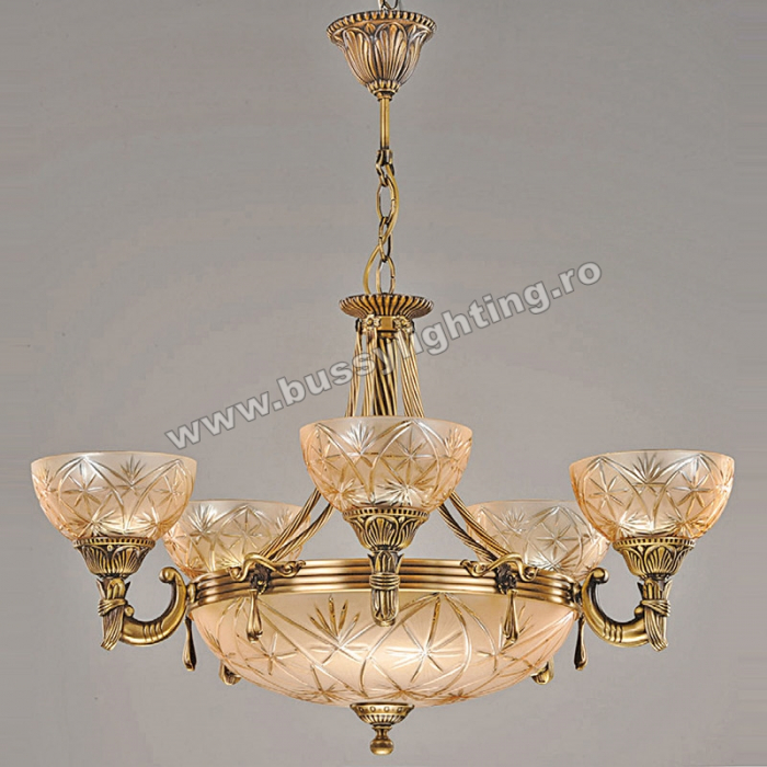 Lustra Avangard cu 5 Brate, Desing Clasic, Finisaj Bronz Antic - Bussy Lighting 3034-52-05 [1]