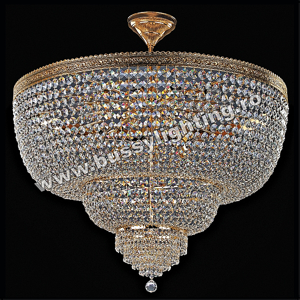 Lustra Cristal Bungo cu Diam 80 cm, Alama Masiv, Finisaj Auriu - Bussy Lighting 0186-58-80 [1]