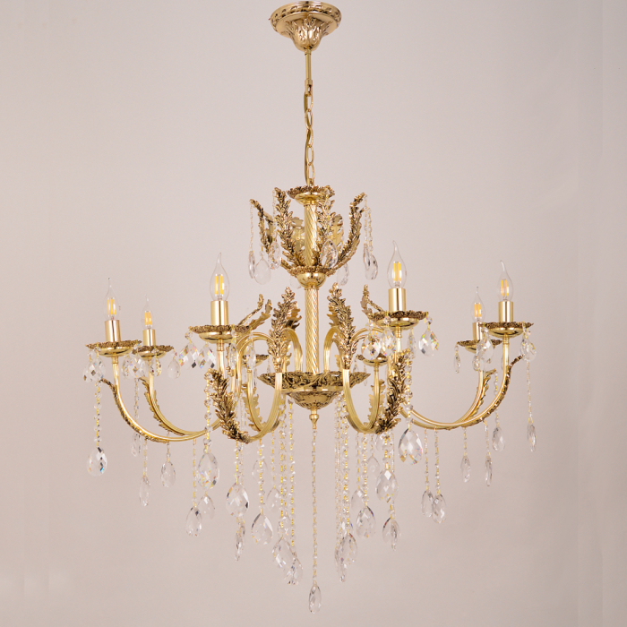 Lustra Cristal Yaprakli cu 8 Brate, Desing Baroc,  French Gold Antic - Bussy Lighting 0152-78-08 [1]
