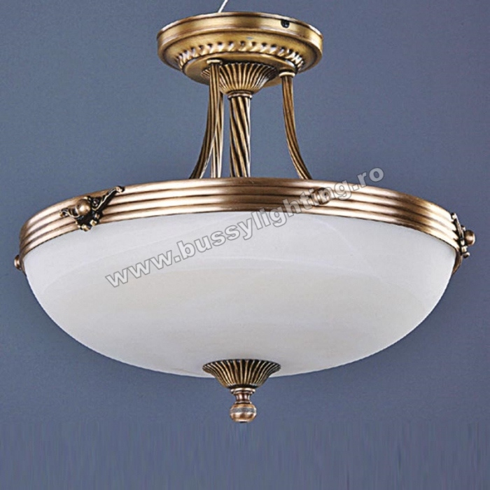 Lustra Dakar cu Diam 33 cm, Desing Clasic, Finisaj Bronz Antic, Abajur Crem - Bussy Lighting 3087-52-01A [1]