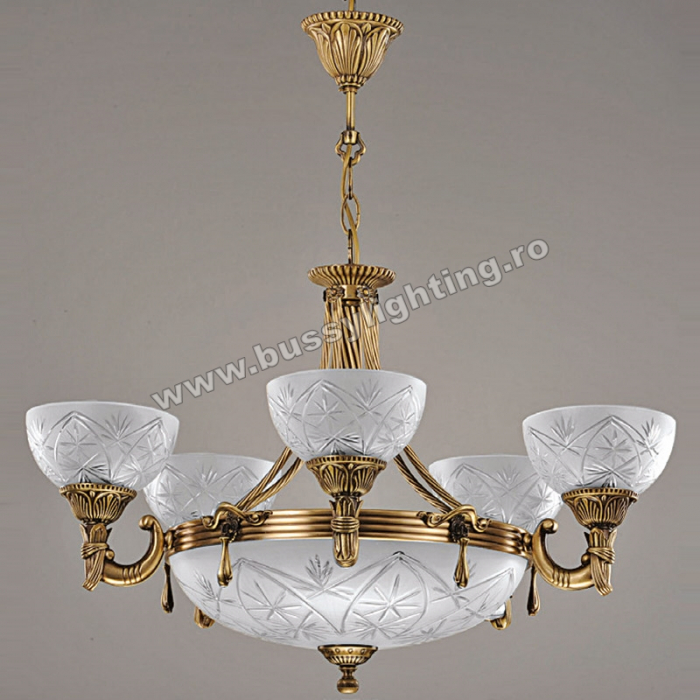 Lustra Elegante cu 5 Brate, Desing Clasic, Finisaj Bronz Antichizat - Bussy Lighting 3038-52-05 [1]
