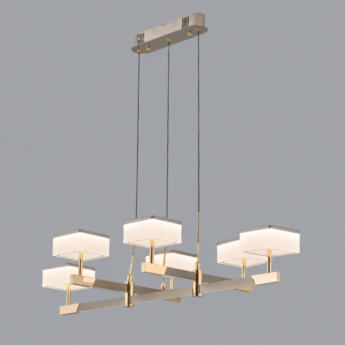 Lustra Milano LED Liniara cu 6 Brate, Finisaj Aluminiu Periat - Gold Bussy Lighting  5876-6L [2]