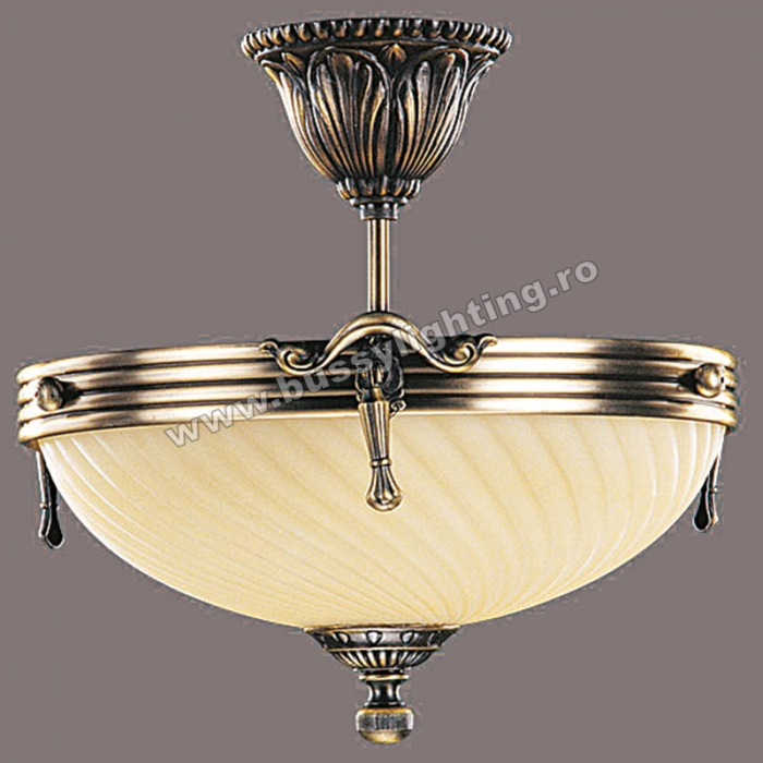 Lustra Omega cu Diam 33 cm, Desing Clasic, Finisaj Bronz Antic, Abajur Crem - Bussy Lighting 3035-52-42A [1]