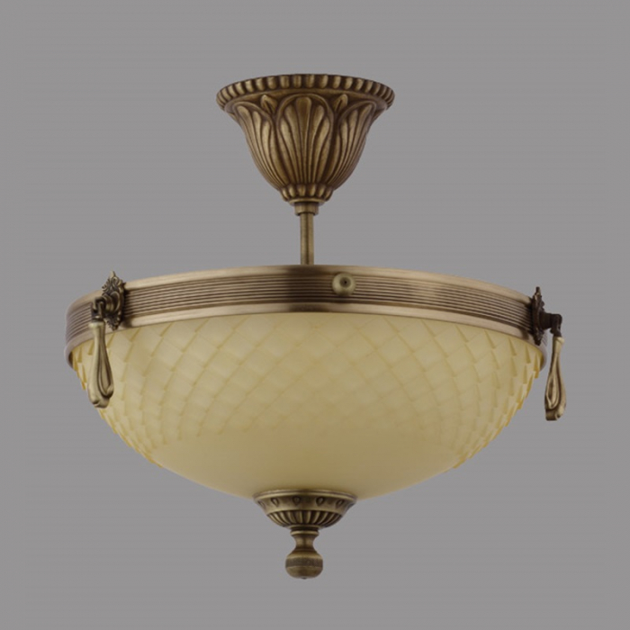 Lustra Vanilla cu Diam 33 cm, Desing Clasic, Finisaj Bronz Antic, Abajur Crem - Bussy Lighting 3062-52-42A [1]