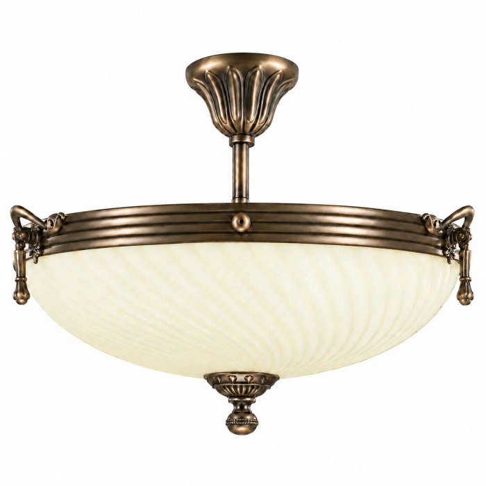 Lustra Omega cu Diam 43 cm, Desing Clasic, Finisaj Bronz Antic, Abajur Crem - Bussy Lighting 3035-52-43A [4]