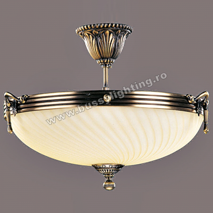 Lustra Omega cu Diam 43 cm, Desing Clasic, Finisaj Bronz Antic, Abajur Crem - Bussy Lighting 3035-52-43A [1]