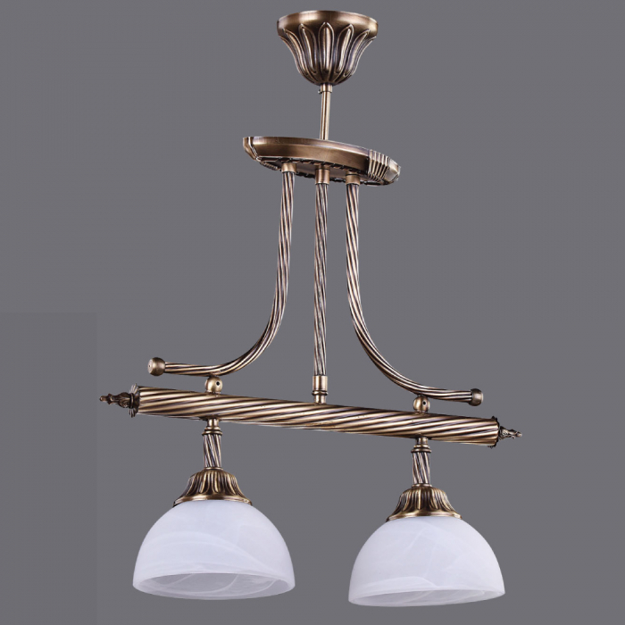 Lustra Pretoria cu 2 Brate, Desing Clasic, Finisaj Bronz Antichizat, Abajur Alb - Bussy Lighting 3079-52-02B [1]