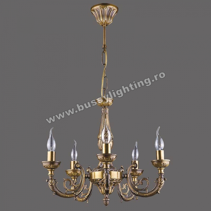 Lustra Roma cu 5 Brate, Desing Clasic, Finisaj Bronz Antichizat - Bussy Lighting 7195-52-05 [1]