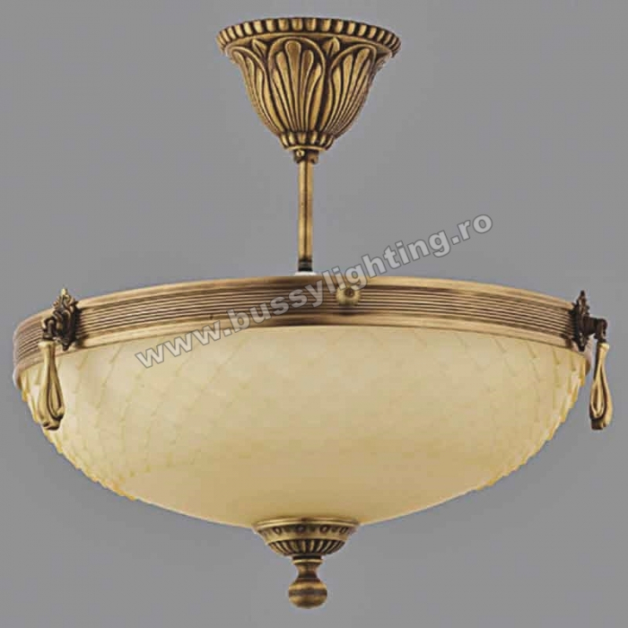 Lustra Vanilla cu Diam 38 cm, Desing Clasic, Finisaj Bronz Antic, Abajur Crem - Bussy Lighting 3062-52-43A [1]