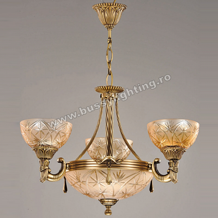 Lustra Avangard cu 3 Brate, Desing Clasic, Finisaj Bronz Antic - Bussy Lighting 3034-52-03 [1]