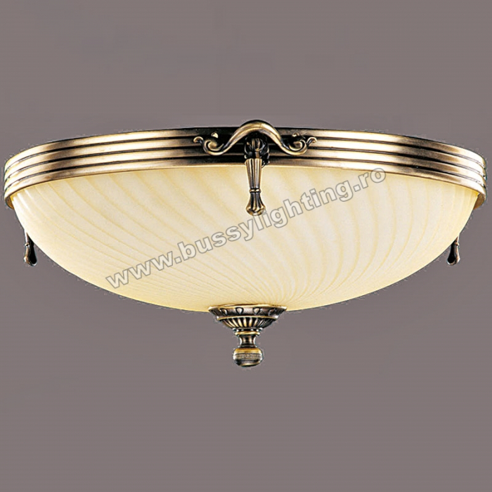 Plafoniera Omega cu Diam 43 cm, Desing Clasic, Finisaj Bronz Antic, Abajur Crem - Bussy Lighting 3035-52-45A [1]