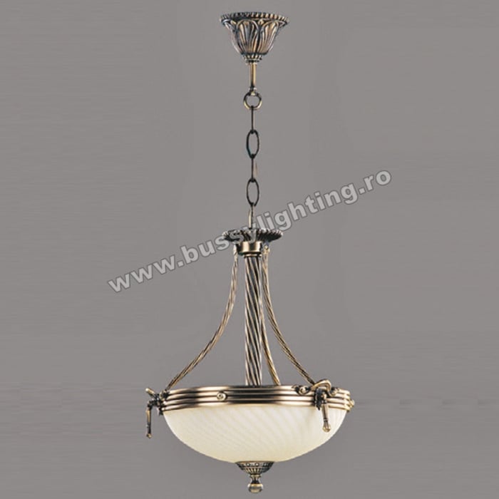 Suspensie Omega cu Diam 33 cm, Desing Clasic, Finisaj Bronz Antic, Abajur Crem - Bussy Lighting 3035-52-01A [1]