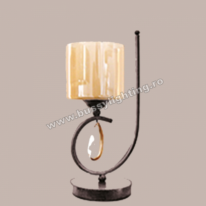 Veioza Creta cu 1 Brat, Neo Clasic, Negru patinat arama, Dublu Abajur - Bussy Lighting 3001-53-17 [1]