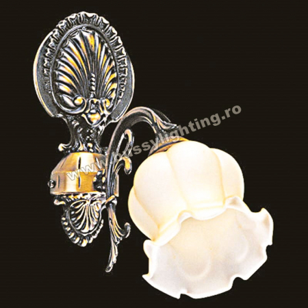 Aplice - Aplica Bella cu 1 Brat, Desing Clasic, Finisaj Bronz Antic, Abajur Crem - Bussy Lighting 3026-52-19A
