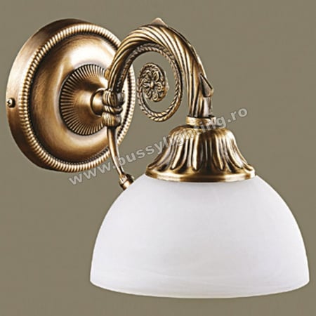 Aplice - Aplica Dakar cu 1 Brat, Desing Clasic, Finisaj Bronz Antic, Abajur Alb - Bussy Lighting 3087-52-19B
