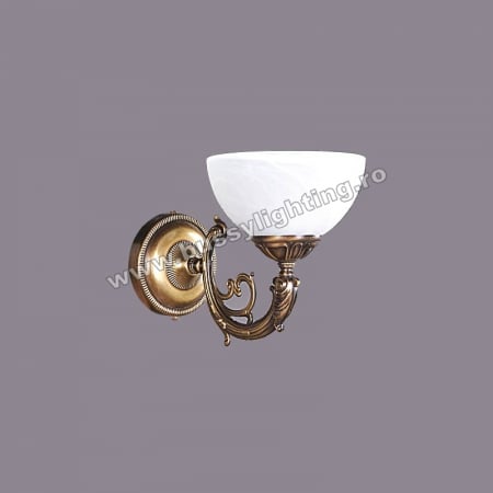 Aplice - Aplica Polo cu 1 Brat, Desing Clasic, Finisaj Bronz Antic, Abajur Alb - Bussy Lighting 7192-52-19