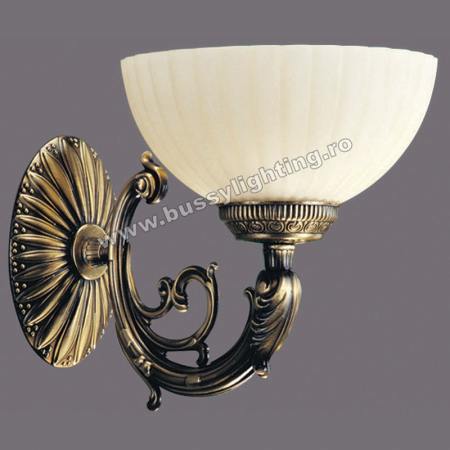 Aplice - Aplica Luna cu 1 Brat, Rustic, Finisaj Bronz Antic, Abajur Crem - Bussy Lighting 2011-62-19