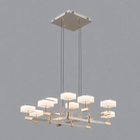Lustra Milano LED cu 12 Brate pentru Living, Finisaj Aluminiu Periat - Gold Bussy Lighting  5876-8+4 [1]
