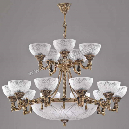 Lustre Clasice - Candelabru Elegante cu 15 Brate, Desing Clasic, Finisaj Bronz Antic - Bussy Lighting 3038-52-15