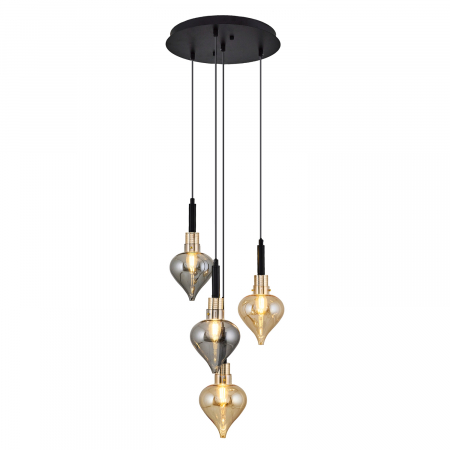 Lustra 2801-4A cu 4 brate E14, Desing modern vintage, Abajur din sticla [1]