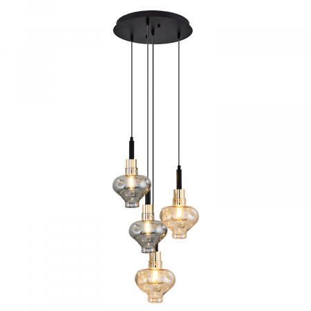 Lustra 2802-4A cu 4 brate E14, Desing modern vintage, Abajur din sticla [1]