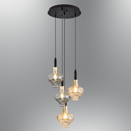 Modern Vintage - Lustra 2802-4A cu 4 brate E14, Desing modern vintage, Abajur din sticla