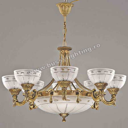 Lustre Clasice - Candelabru Ambiente cu 8 Brate, Desing Clasic, Finisaj Bronz Antic - Bussy Lighting 3039-52-08