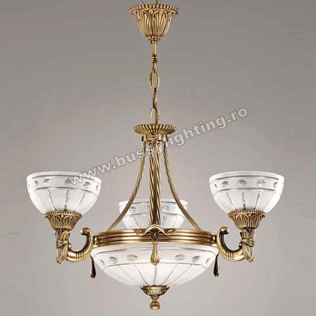 Lustre Clasice - Lustra Ambiente cu 3 Brate, Desing Clasic, Finisaj Bronz Antic - Bussy Lighting 3039-52-03