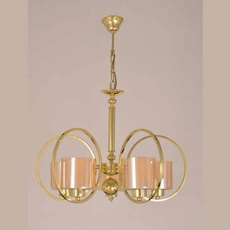 Lustre Neo Clasice - Lustra Cannes cu 5 Brate Living, Neo Clasic, French Gold, Dublu Abajur - Bussy Lighting 3010-78-05