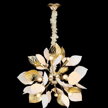 Lustre Moderne Premium - Lustra cu Frunze Ceramice, Diam 600cm, Finisaj Gold - Bussy Lighting 7238-12P